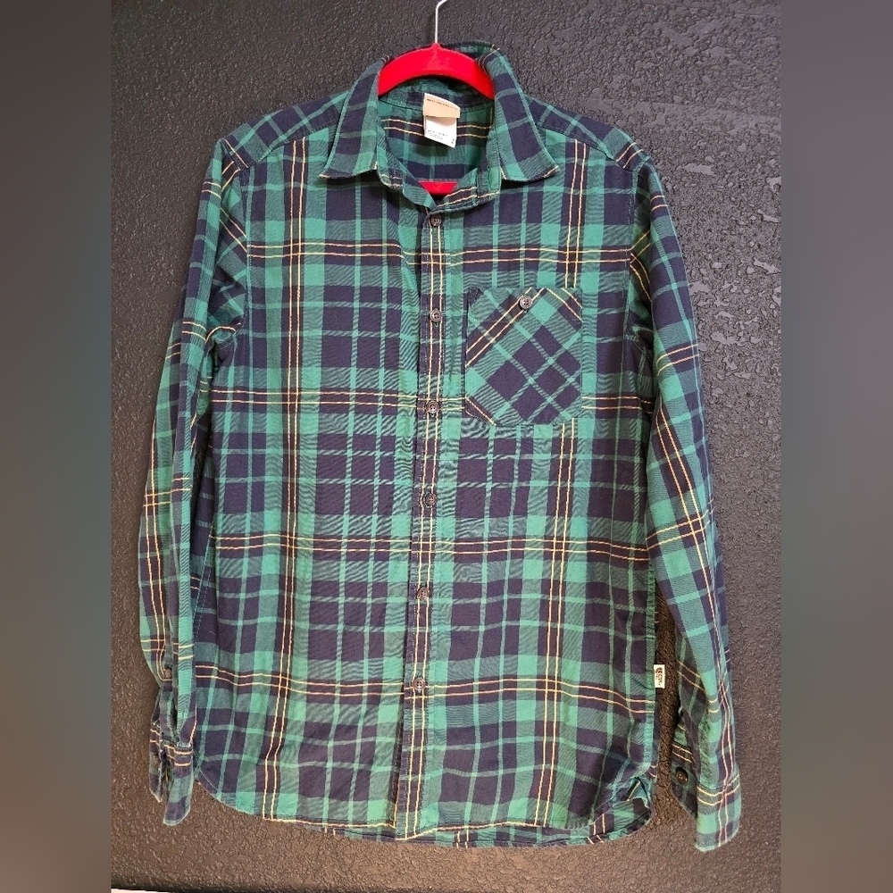 The North Face Button Shirt Long Sleeve Plaid Green MEN'S SIZE Medium 1 Pocket